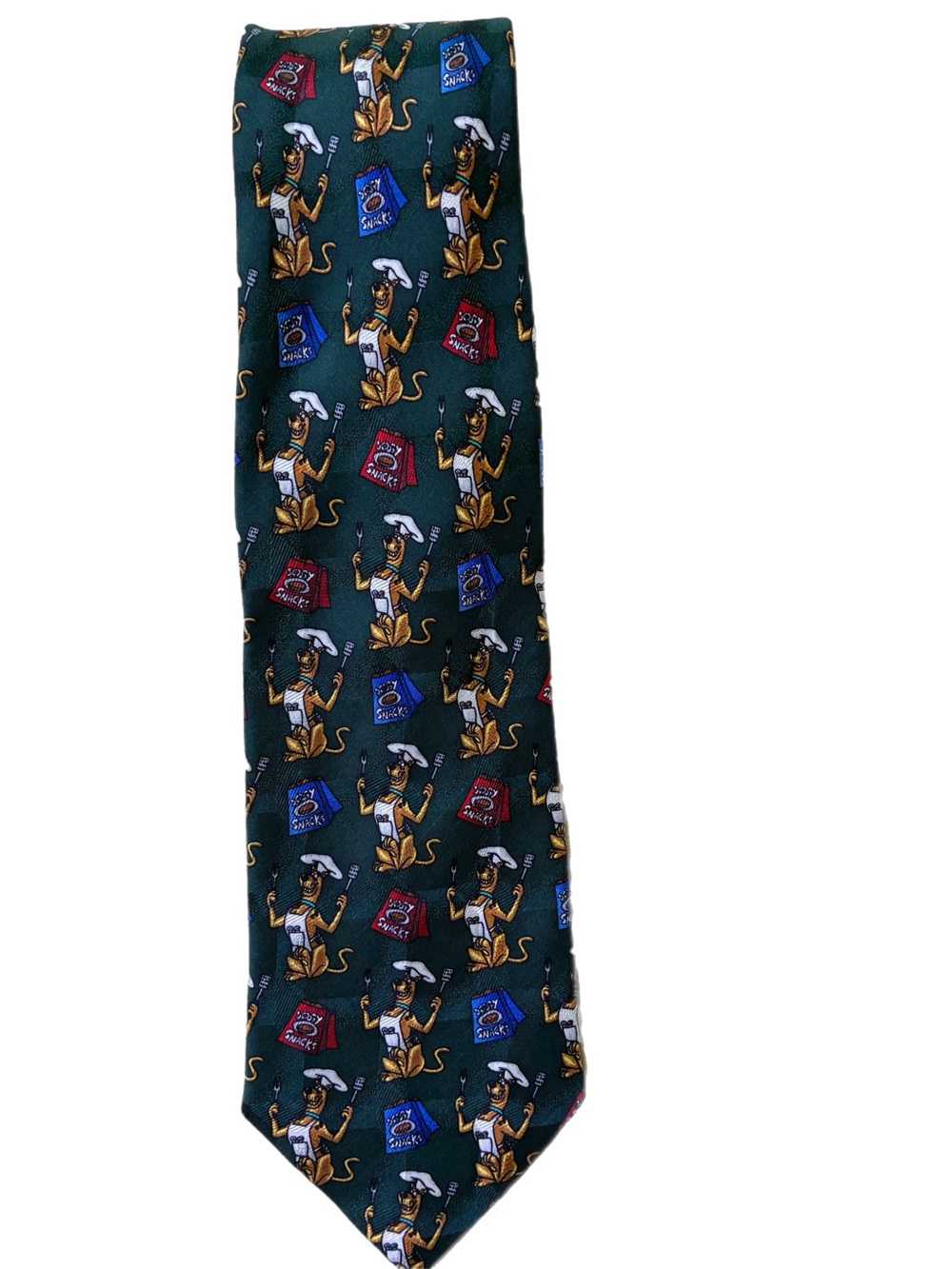 Men’s Scooby Doo Novelty Green 💯 Silk Tie with Chef Scooby Snacks Print